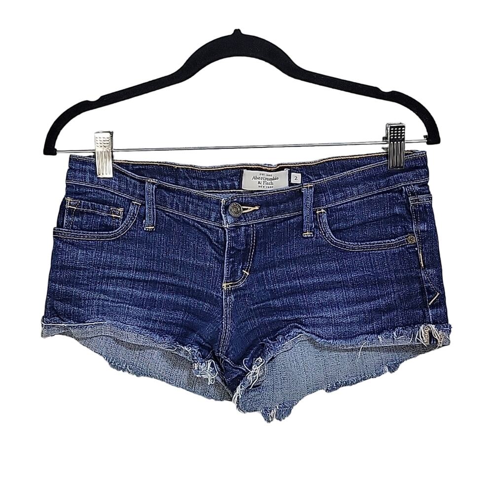 Abercrombie & Fitch Stretch Jean Denim Shorts Raw Hem Womens 2